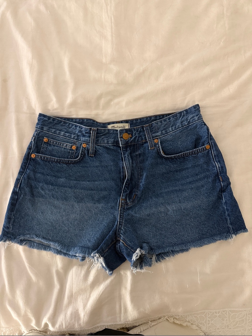 Madewell Dark Blue Denim Raw-Hem Cutoff Shorts
